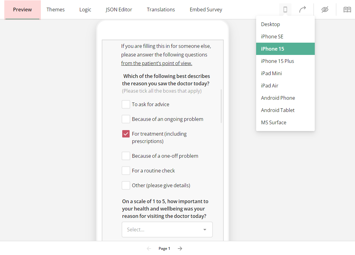 SurveyJS Creator: Preview tab