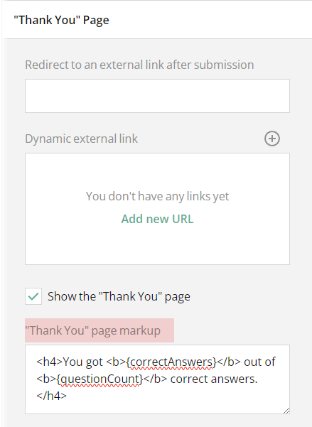 SurveyJS Quiz Maker: How to display the number of correct answers on the Thank You page