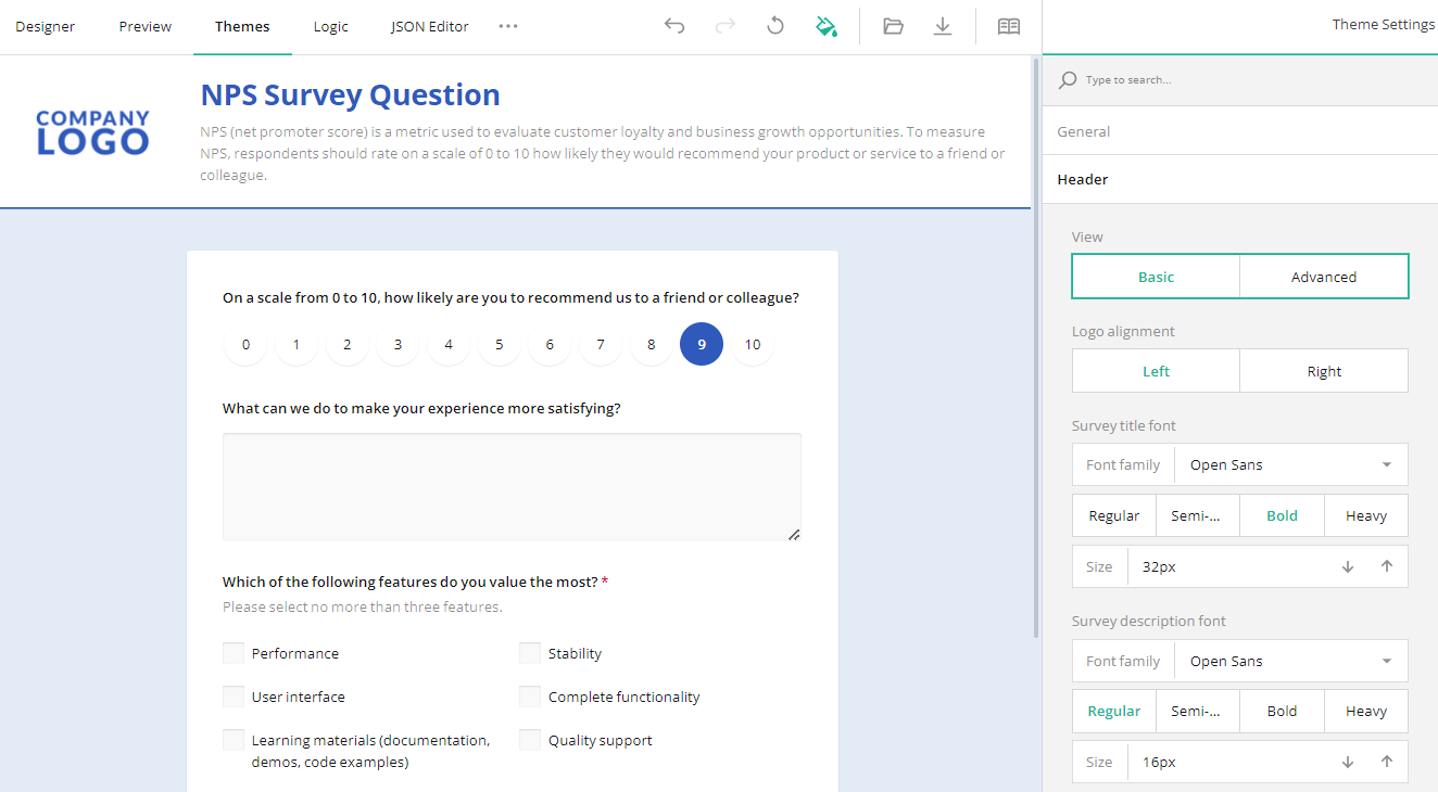 Basic form header