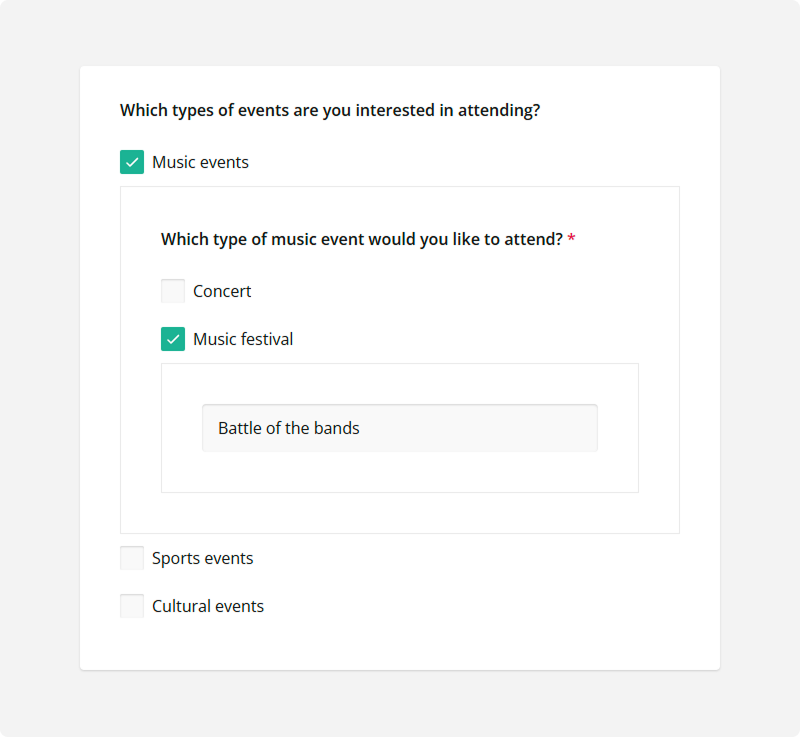 SurveyJS Checkboxes: Nest content within choice options