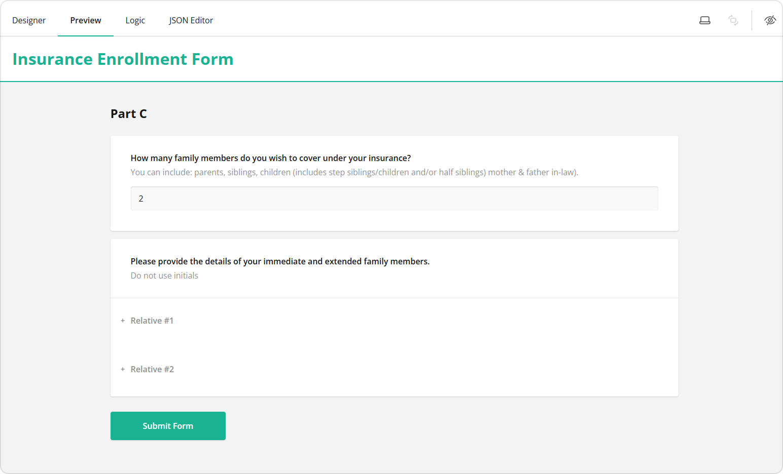 Preview the binding with the Single-Line Input