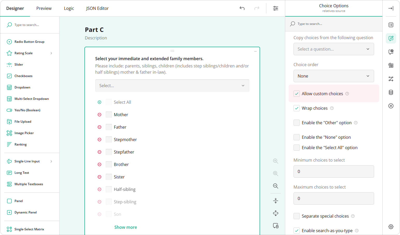 Allow respondents to add custom choice options