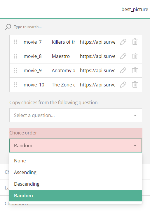 Image picker question: Choice order