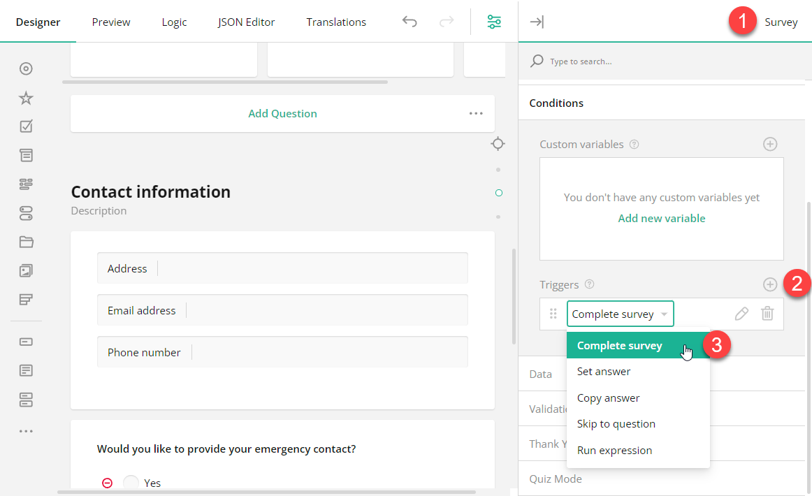 Survey Creator: How to implement "complete survey" logic, part 1