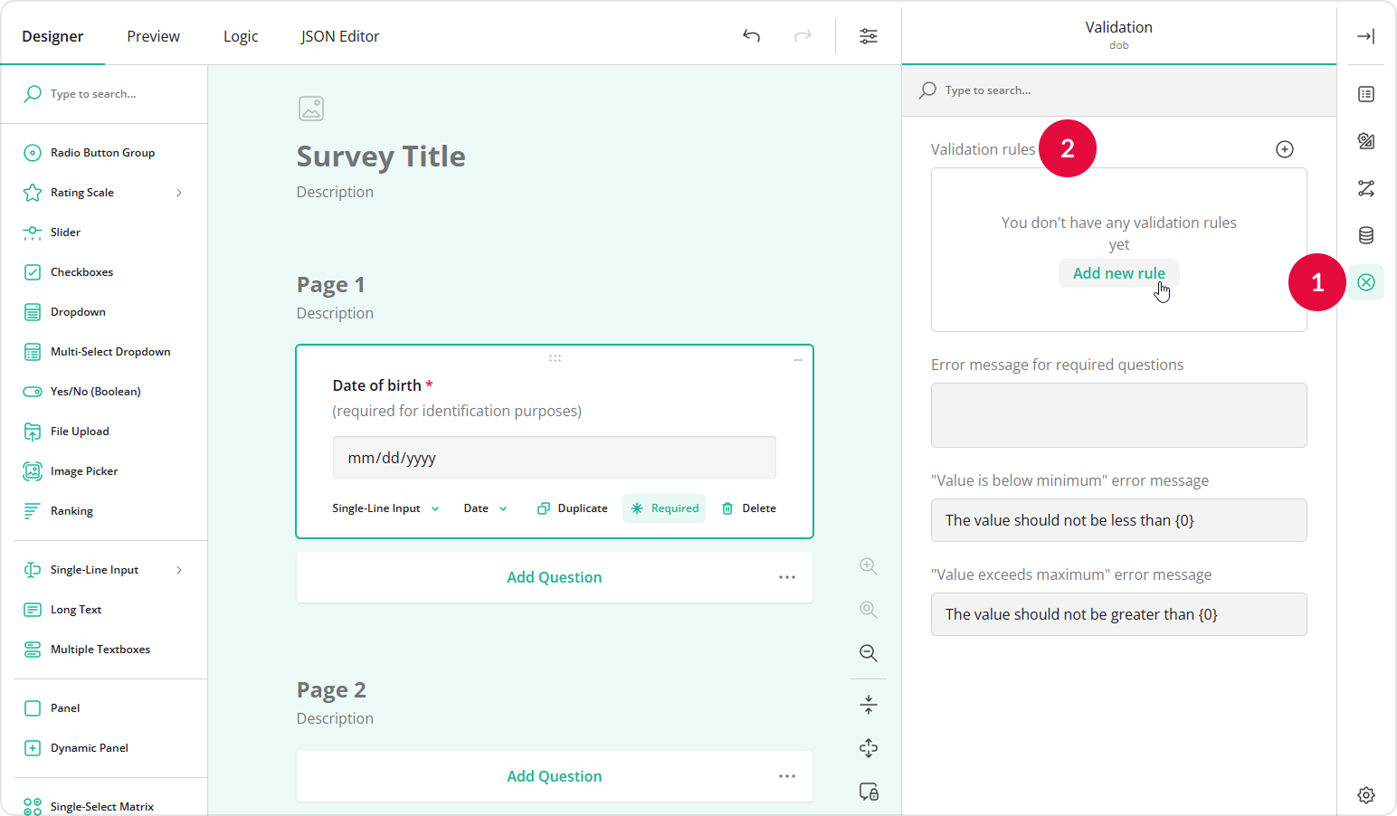 Add a new validation rule