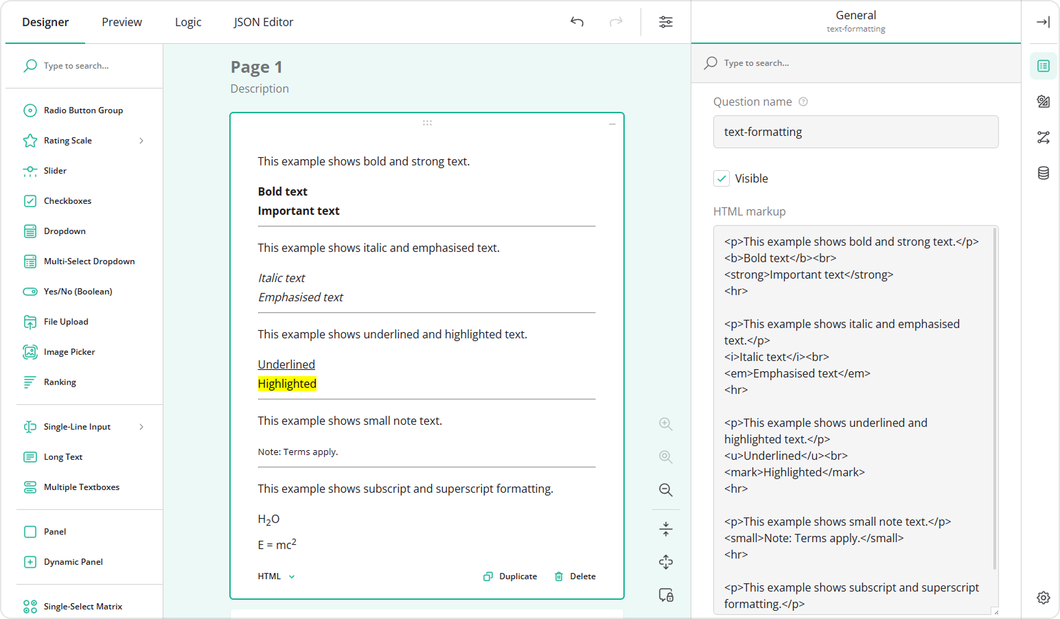 Common HTML text formatting tags