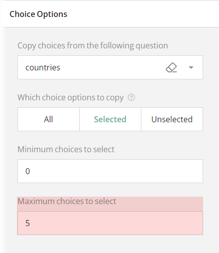 Limit the number of choices to select in a Ranking question with enabled selective ranking