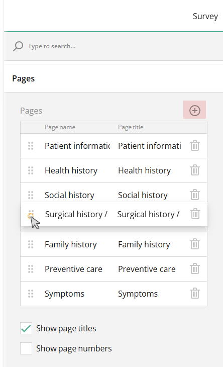 Survey Creator: How to reorder form pages