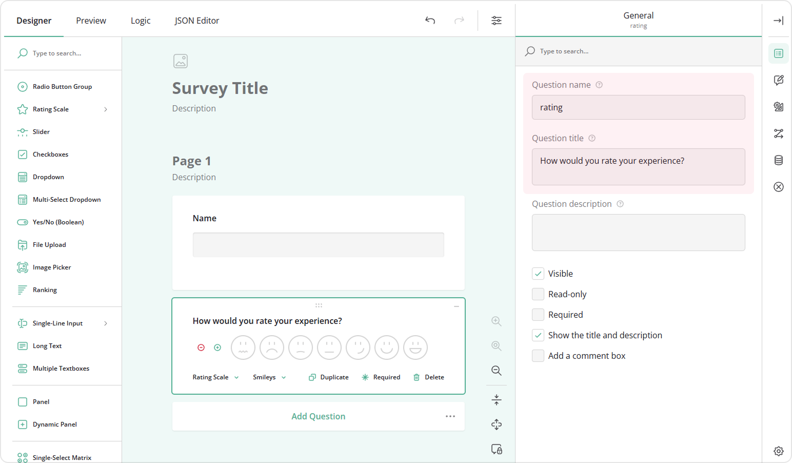 Add a Rating Scale question