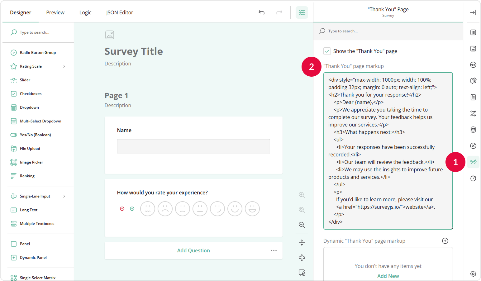 Add custom markup to your "Thank You" page